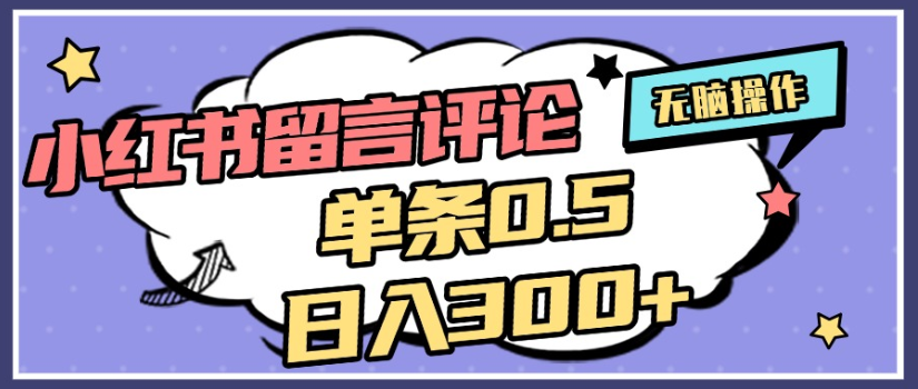 2025年最新小红书评论单条0.5元，日入300＋，无上限，详细操作流程网创吧-网创项目资源站-副业项目-创业项目-搞钱项目网创吧